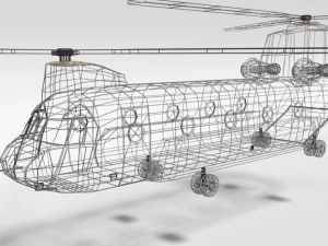 low poly cartoon boeing ch-47 chinook helicopter 3D Model