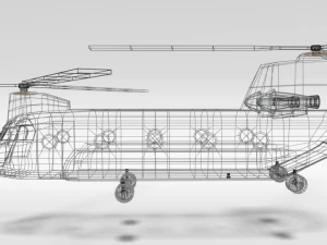 low poly cartoon boeing ch-47 chinook helicopter 3D Model