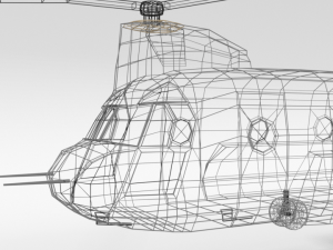 low poly cartoon boeing ch-47 chinook helicopter 3D Модель