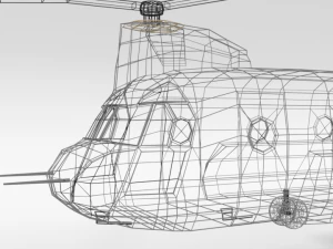 low poly cartoon boeing ch-47 chinook helicopter 3D Model