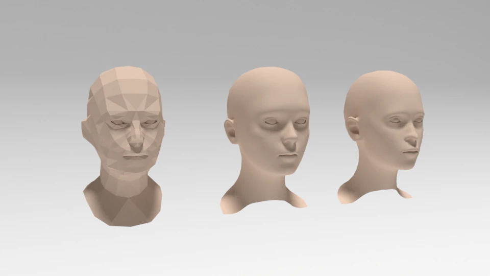 low poly woman heads 3D Model .c4d .max .obj .3ds .fbx .stl .blend 