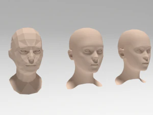 низкополигональная женская голова 3D Модель