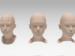 low poly woman heads 3D Model