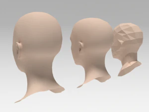 low poly woman heads 3D Model
