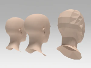 low poly woman heads 3D Model