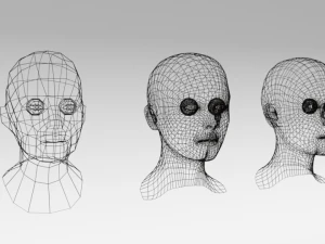 low poly woman heads 3D Model