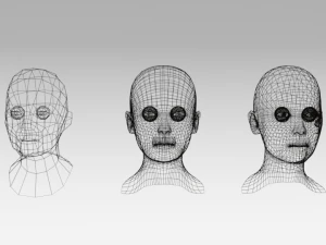 low poly woman heads 3D Model