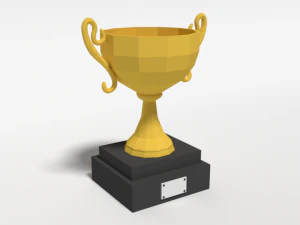 low poly cartoon trophy 3D Model