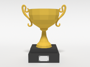 low poly cartoon trophy Model 3D