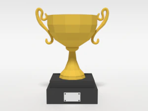 low poly cartoon trophy 3D Model