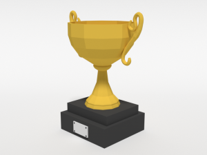 low poly cartoon trophy Model 3D