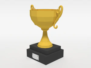 low poly cartoon trophy 3D Model