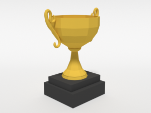 low poly cartoon trophy Model 3D