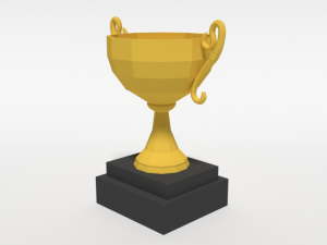 low poly cartoon trophy Model 3D
