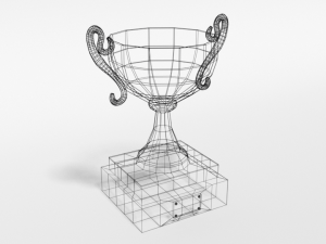 low poly cartoon trophy Model 3D