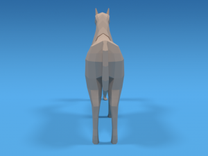 low poly cartoon kid touching a horse 3Dモデル
