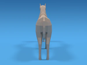 low poly cartoon kid touching a horse 3D Model