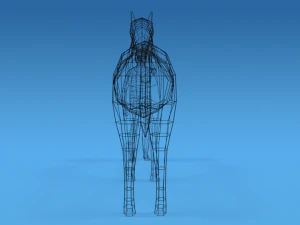 low poly cartoon kid touching a horse 3D Model