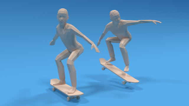 low poly kids skateboarding 3D Model .c4d .max .obj .3ds .fbx .stl .blend 