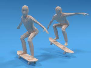 low poly kids skateboarding 3D Model