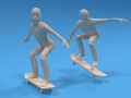 Low Poly Kids Skateboarding 3D Model