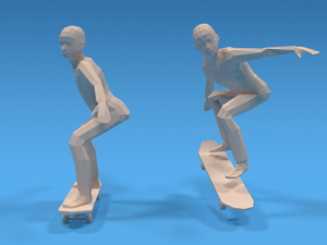 low poly kids skateboarding 3D Model