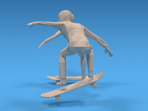 low poly kids skateboarding 3D Model