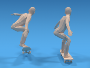 low poly kids skateboarding 3D Model