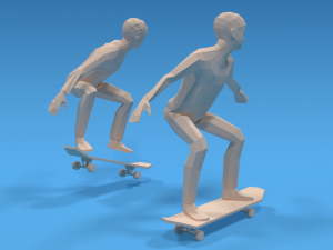 low poly kids skateboarding 3D Model