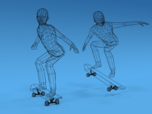 low poly kids skateboarding 3D Model