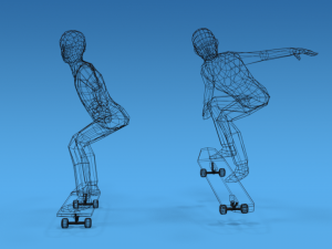 low poly kids skateboarding 3D Model
