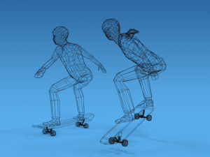 low poly kids skateboarding 3D Model