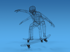low poly kids skateboarding 3D Model