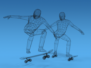 low poly kids skateboarding 3D Model