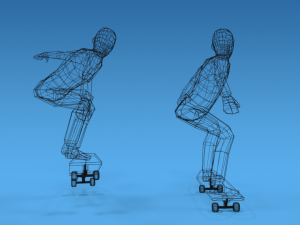 low poly kids skateboarding 3D Model