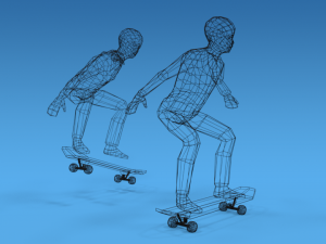 low poly kids skateboarding 3D Model