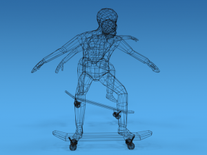 low poly kids skateboarding 3D Model