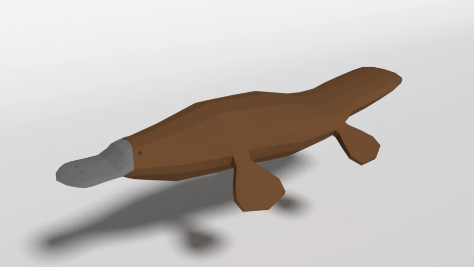 low poly cartoon platypus 3D Model .c4d .max .obj .3ds .fbx .stl .blend 