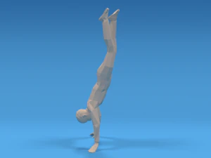 low poly kid in handstand pose 3D Model