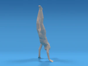 low poly kid in handstand pose 3D Model