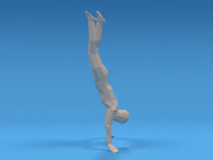 low poly kid in handstand pose 3D Model