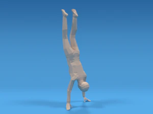 low poly kid in handstand pose 3D Model