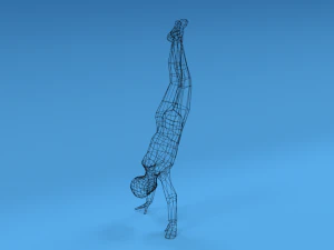 low poly kid in handstand pose 3D Model