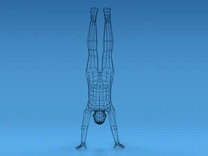 low poly kid in handstand pose 3D Model
