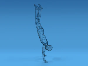 low poly kid in handstand pose 3D Model
