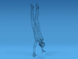 low poly kid in handstand pose 3D Model