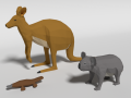 Low Poly Cartoon Australian Animals Pack 3D Model