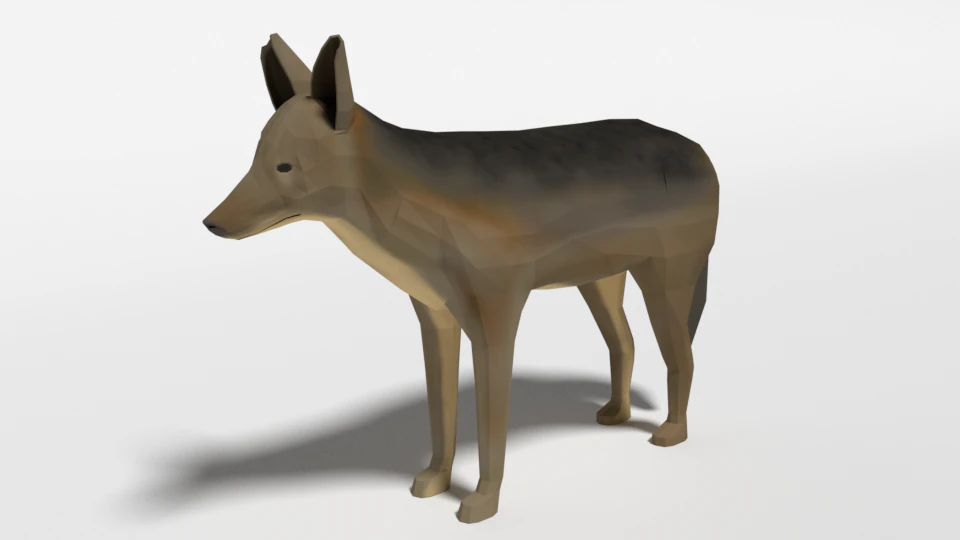low poly cartoon jackal 3D Model .c4d .max .obj .3ds .fbx .stl .blend