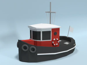 low poly cartoon candu e-z mini tugboat 3D Model