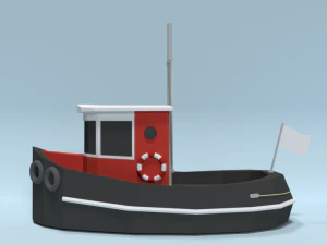 low poly cartoon candu e-z mini tugboat 3D Model